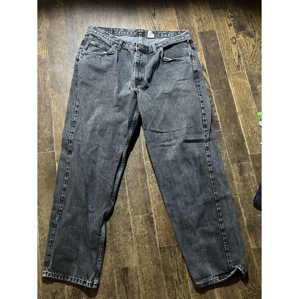 Vintage 90s Brittania Black‎ Stoned Washed Denim Jeans Size 38x30 Grunge Retro